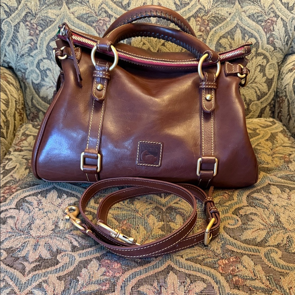 Dooney and Bourke Florentine Leather  Satchel in Chestnut